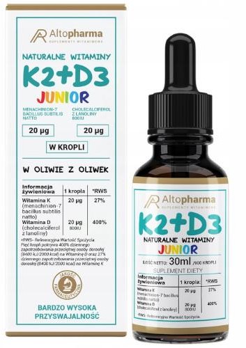Altopharma Witamina K2 MK-7 + D3 Junior w kroplach 30 ml 1146162