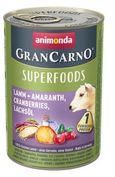 Animonda GranCarno Superfoods Jagnięcina, Szarłat, Żurawina, Olej z Łososia 400 g