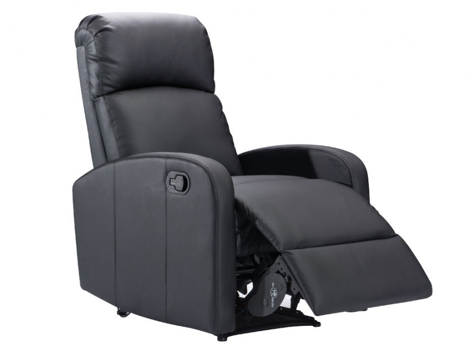 Vente-Unique Fotel typu relaks ISAO ze skóry ekologicznej Kolor czarny