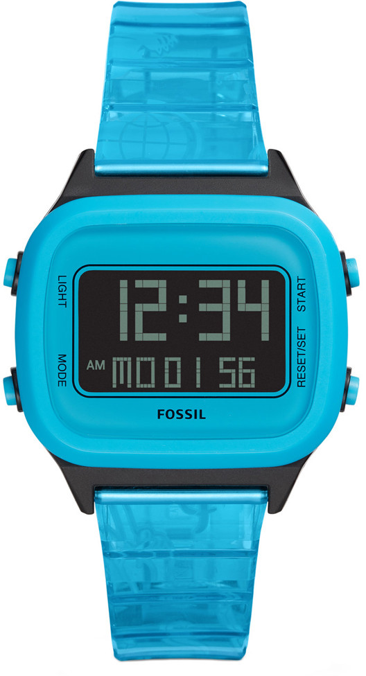 Zdjęcia - Zegarek FOSSIL   FS5676 RETRO DIGITAL LCD NEON Blue Nylon Strap 40mm - Natyc 