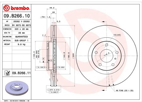 BREMBO Tarcza hamulcowa 09.B266.11