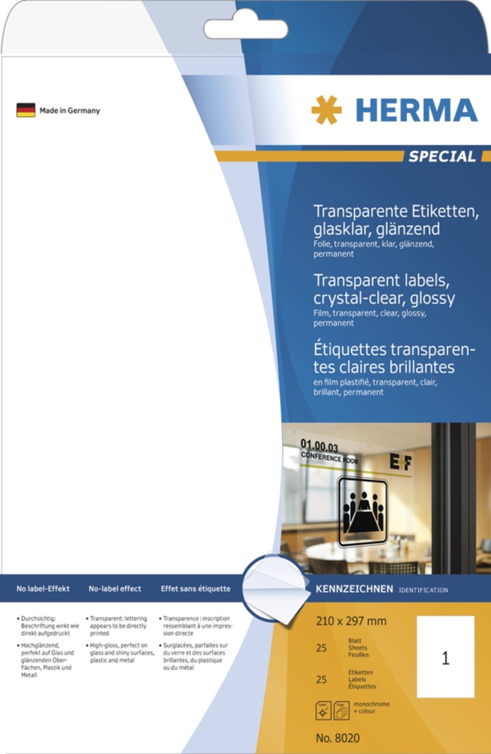 Herma Etik. glasklar A4 210x297 mm Folie glnzend 25 St. - 8020