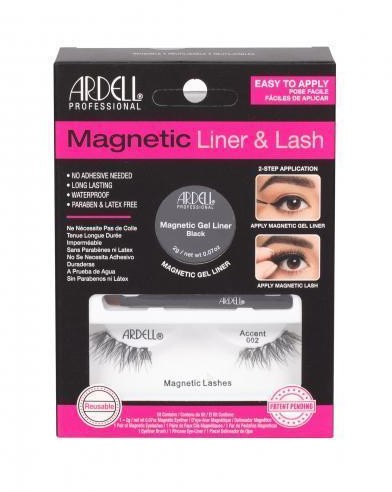 Ardell Magnetic Liner & Lash Accent 002 zestaw Magnetyczne rzęsy Accent 002 1 para+ Magnetyczny eyeliner 2 g Black + Pędzelek do eyelinera 1 szt Black