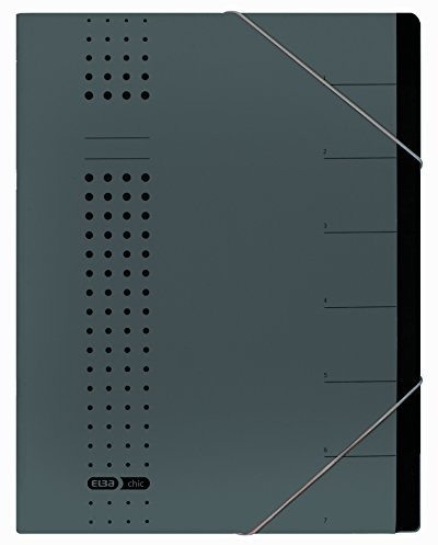 Elba Teczka na dokumenty chic, na format A4, z kartonu, 7 przegródek, antracyt, 5 sztuk 400001999
