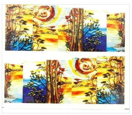 Allepaznokcie Naklejki wodne do paznokci arkusz 6,5 x 5,5 cm na 10 palców yb Nr 1006