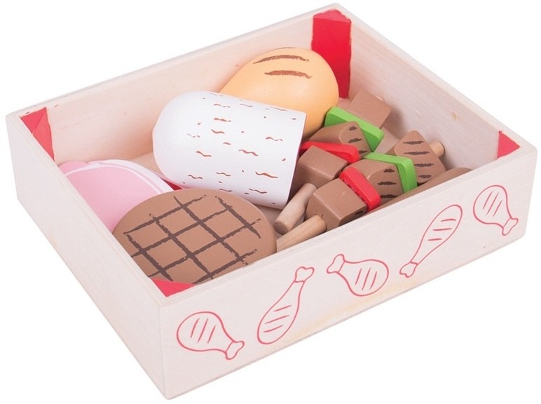 Bigjigs Toys DREWNIANE MIĘSKO w skrzyneczce 8 el. BJ474