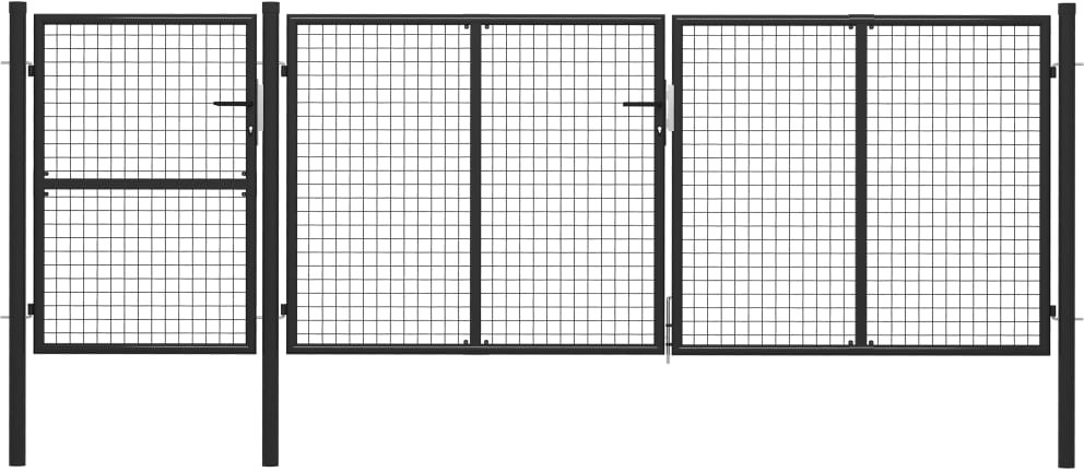vidaxl Brama ogrodzeniowa, stalowa, 400 x 125 cm, antracytowa