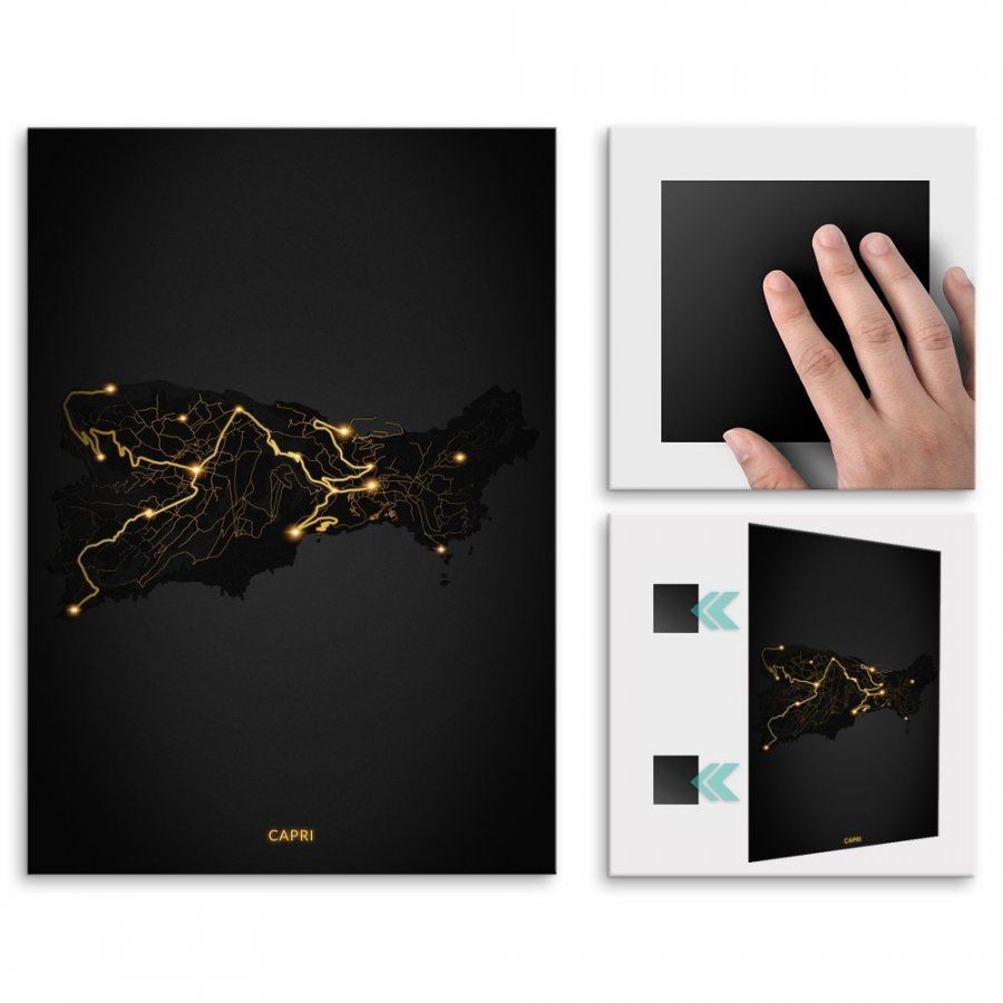 Pix4home Plakat metalowy Mapa City Lights Capri M POS-M-03735