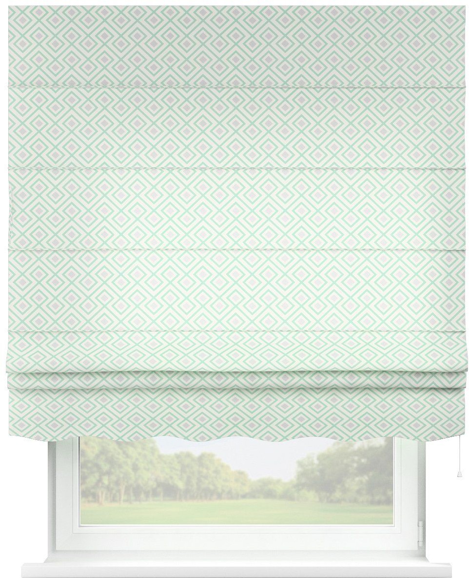 Dekoria Roleta rzymska Florencja szaro miętowe romby na białym tle 50 x 60cm Wyprzedaż do