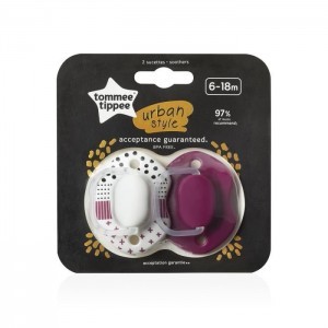 Tommee Tippee Smoczek symetryczny Urban style 6-18m, 2szt Girl