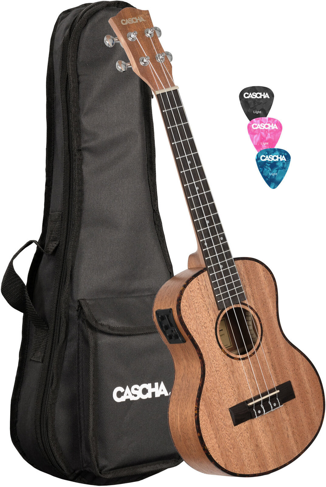 Cascha Cascha Tenor Mahogany Ukulele Set with pickup system