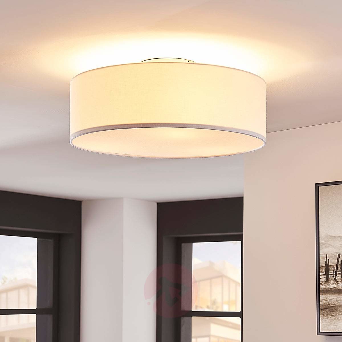Lampenwelt SEBATIN - biała lampa sufitowa z materiału