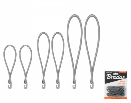 BRADAS Zestaw gum z hakiem PVC do mocowania 2x18/25/40cm szary 5501 BCH3-04SET1GY-B