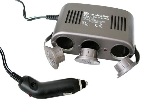 Eufab gniazdko eufab 16566 3 do 1, 12 V, z 10 tworzenie kopii zapasowych, a kontrolna dioda LED jako wskaźnik zasilania bateryjnego, 1 m przewód do zapalniczki samochodowej 16566