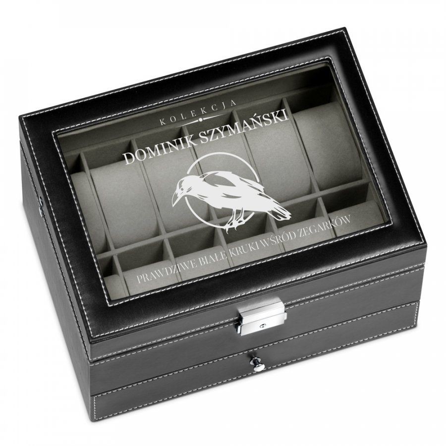 Murrano Szkatułka na Zegarki i Biżuterię GRAWER Biały Kruk SZKT-ZG-BIZ-001