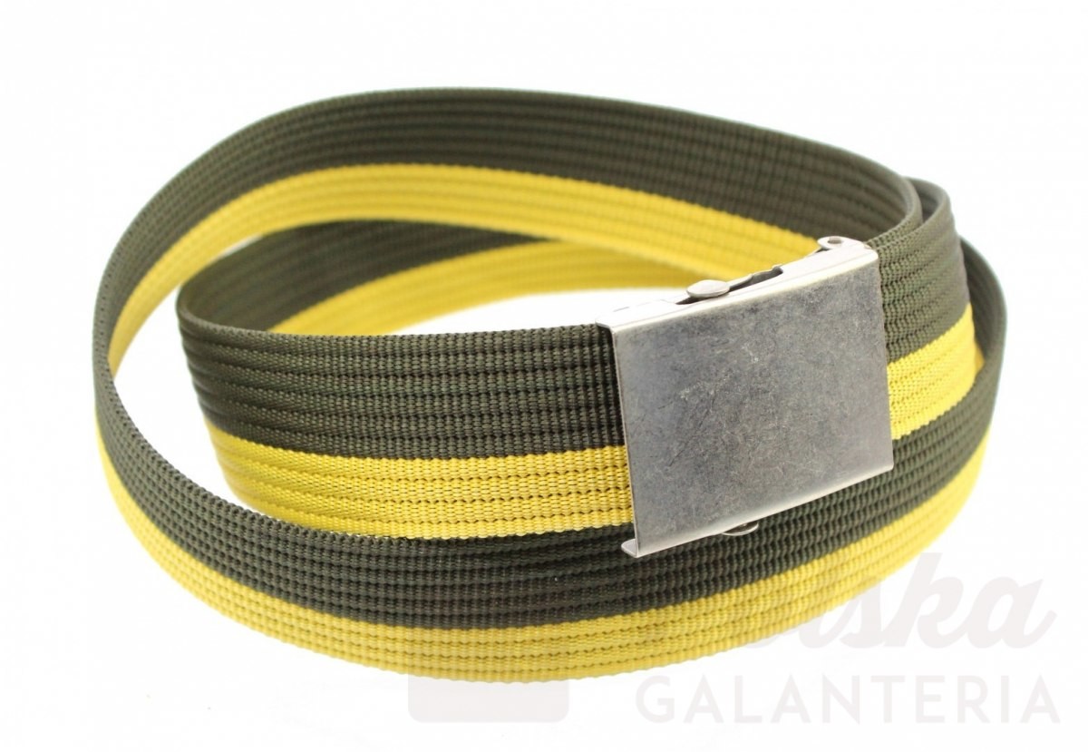 TRK (PL) Pasek Parciany TRK (PL) Bawełniany PARCIAK 40 mm Z Klamrą Z Rolką Żółto-zielony Szeroki