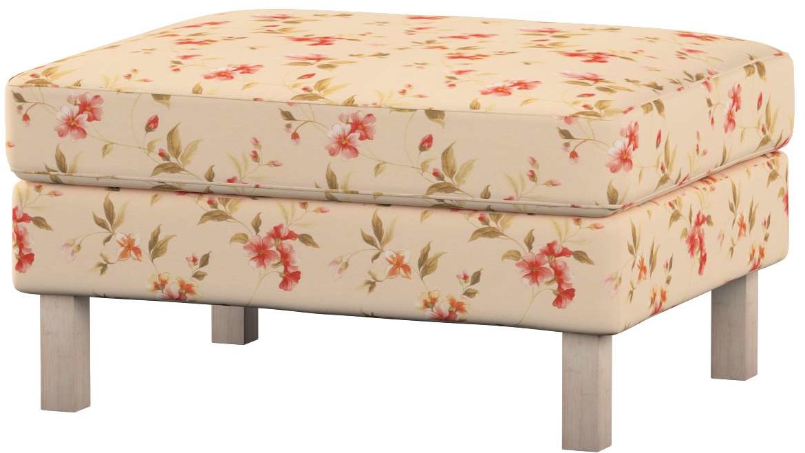 Dekoria pl pl Pokrowiec na podnóżek Karlstad kwiatki na kremowym tle 61 x 79 x 44 cm Londres 622-143-88