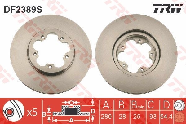 TRW Tarcza hamulcowa DF2389S
