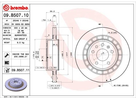BREMBO Tarcza hamulcowa 09.B507.11