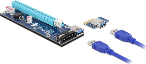Delock Karta rozszerzenia PCIe x1 do x16 z kablem USB 60cm 41430 41430