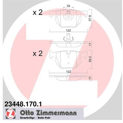 ZIMMERMANN Klocki hamulcowe - komplet 23448.170.1