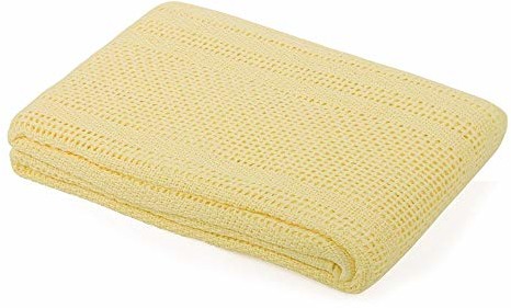 Family Bedding Family Bedding -100% czystej bawełny - bardzo miękki i przytulny koc i narzuta - łóżko pojedyncze, 180 x 230 cm. (żółty) Single Bed Cellular Blanket Yellow