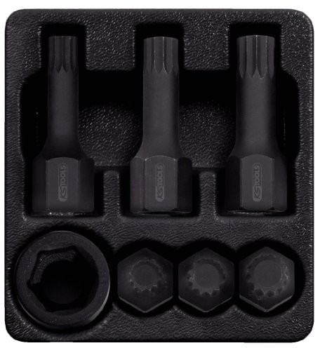 KS Tools 515.1160 1/2 cala ząbek specjalna komplet nasadka stykowa bit siłę na dużą ilością (XZN śruby), długie, 7-częściowy, M14-M18 515.1160