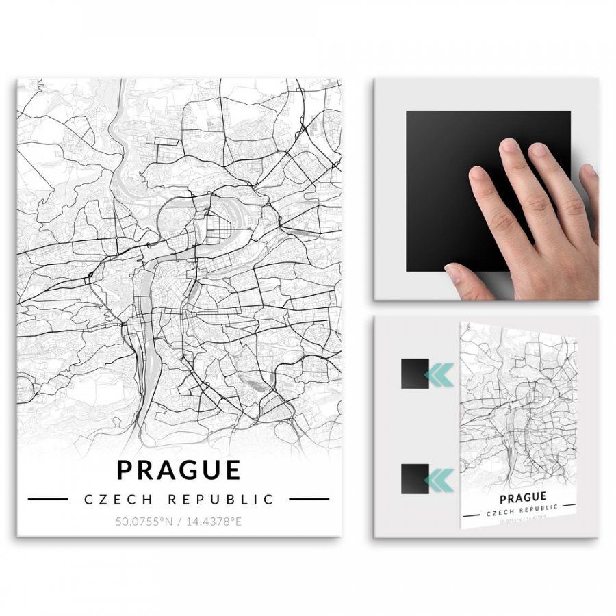 Pix4home Plakat metalowy Mapa B&W Praga M POS-M-03431