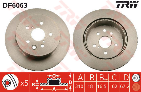 TRW Tarcza hamulcowa DF6063