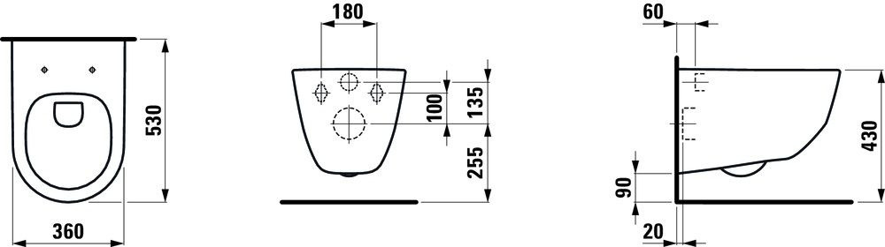 Laufen Pro A Zestaw Toaleta WC 53x36 cm bez kołnierza + deska biała H8219660000001