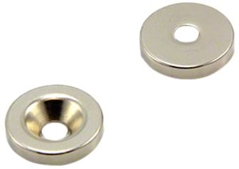 first4magnets Magnetic Expert 20 mm średnicy x 4 mm grubości x 5,2 mm c/zlew magnes neodymowy - 6,7 kg ciągnięcie (południe) (2 sztuki) F315S-2