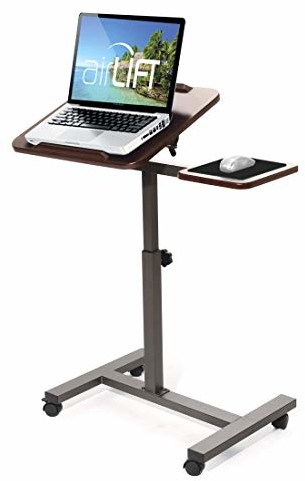 Seville Classics Mobilny stojący pulpit z dostawianym stolikiem do laptopa, metalowy, brązowy 66 x 40,6 x 101,6 cm