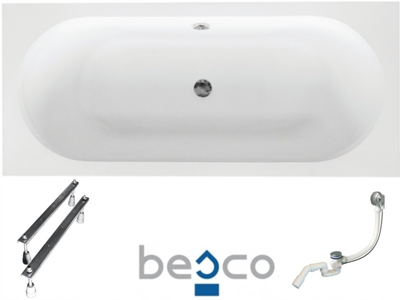 Besco Vitae 170x75cm wanna prostokątna + obudowa + syfon (#WAV-170-PK/#OAA-170-NS/19975 |)
