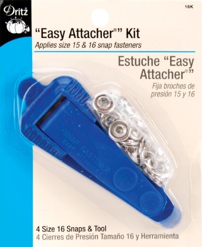 Dritz 16K zatrzaski Easy Attacher Kit, nikiel, 15 (3/8 cali) i rozmiar 16 (7/16 cali)
