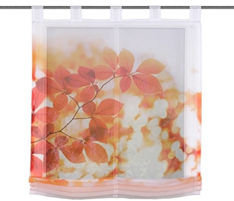 Home Fashion Home fashion 79912  733 roleta na szelkach druk cyfrowy z motywem liści, woal, 140 x 60 cm, terra/czerwony 79912-733 140x60cm
