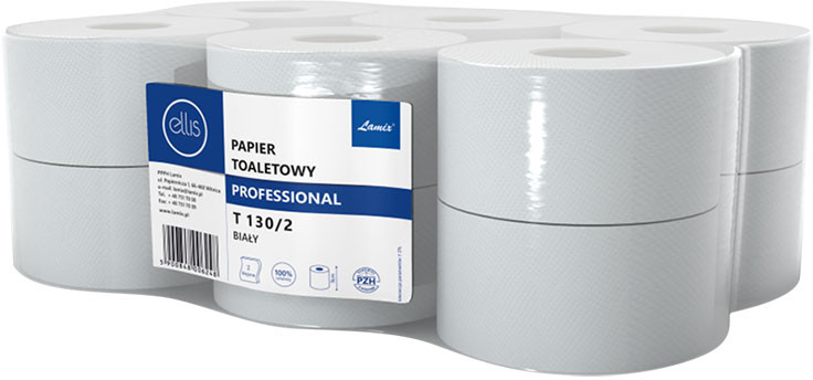 Lamix Papier toaletowy w jumbo roli dwie warstwy 120 m Ellis Professional biały celuloza