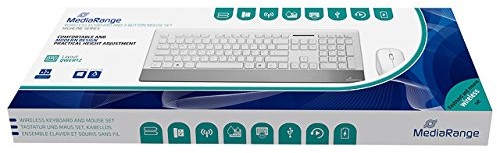 MediaRange Wireless Keyboard and Mouse Combo Set, Highline Series, QWERTZ, White/Silver MROS106
