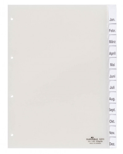 DURABLE Przekładki do segregatora 1-12 A4 przezroczyste 6810-19