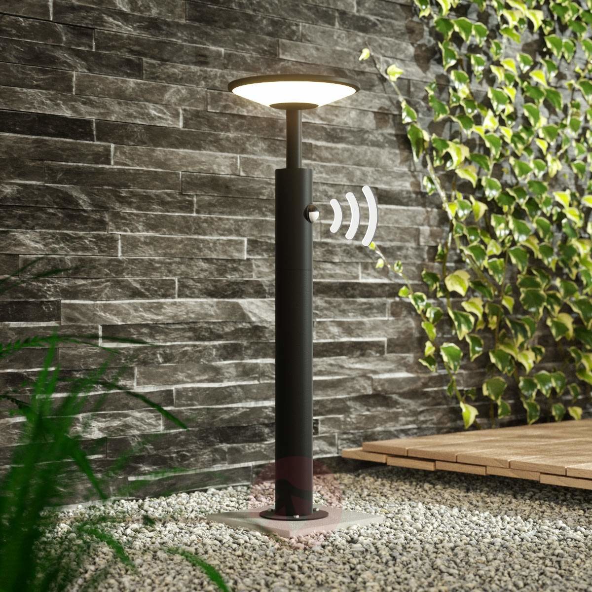 Lampenwelt COM Słupek ogrodowy LED Fenia, czujnik ruchu, 60 cm