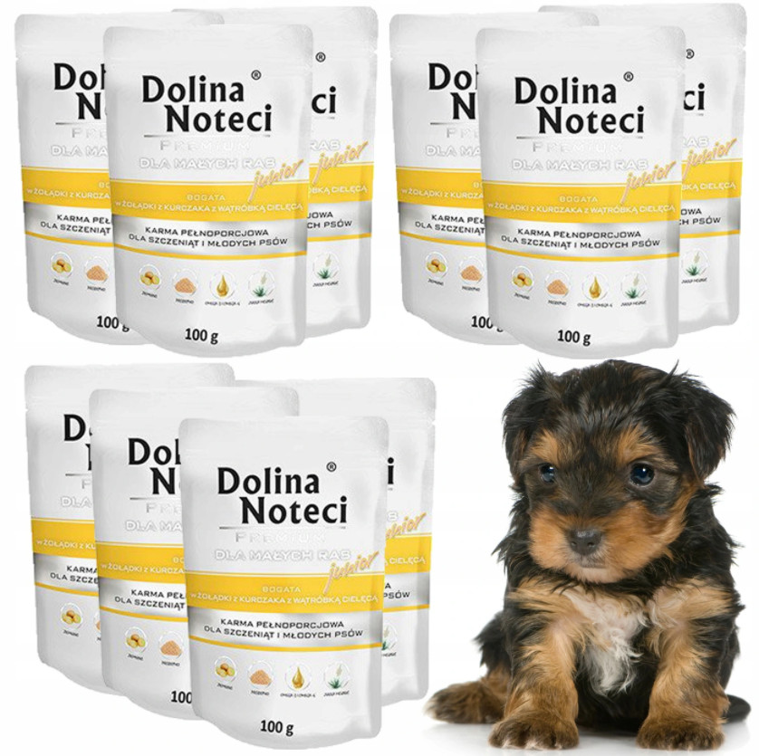 Dolina Noteci JUNIOR MINI Żołądki Kurczaka z Wątróbką Cielęcą MAŁE RASY Zestaw 10 x 100g  od 95zł +DO 3% ZWROTU W PROGRAMIE LOJALNOŚCIOWYM ZEST-DNP-100-JUN-KU