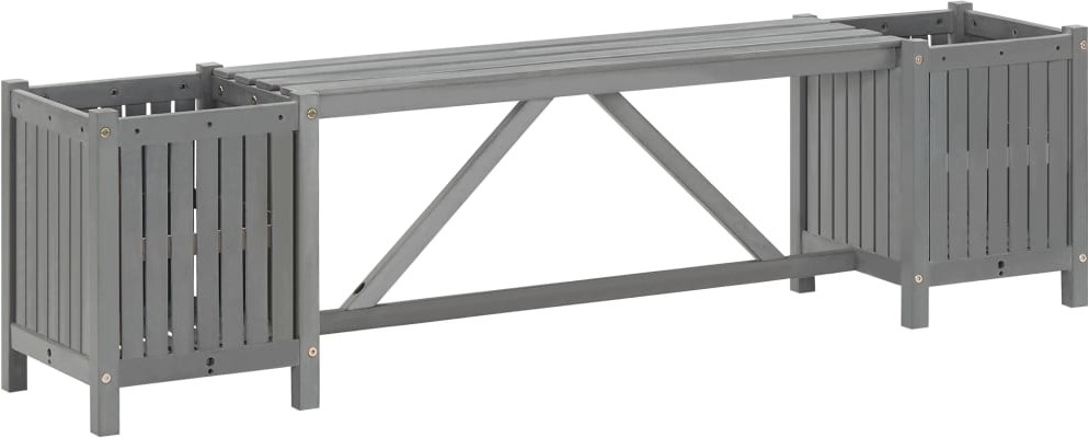 vidaXL Ławka ogrodowa z 2 donicami 150 cm, lite drewno akacjowe, szara