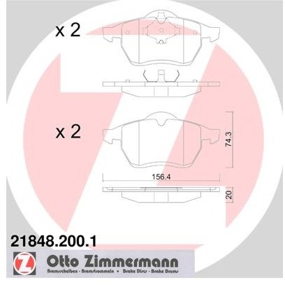 ZIMMERMANN Zestaw klocków hamulcowych, hamulce tarczowe 21848.200.1