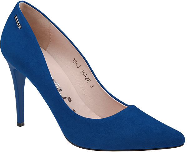 Oleksy Czółenka Szpilki 1843-956 Kobaltowe Suede Nubuck 27301