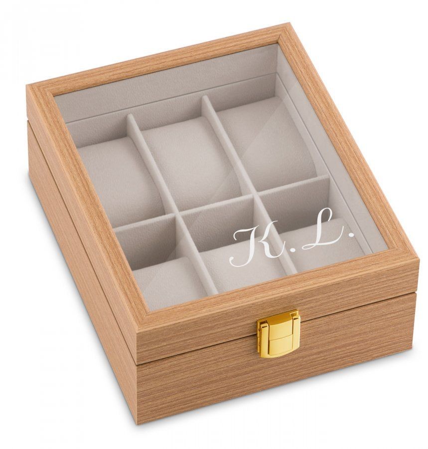 Murrano Szkatułka drewniana na 6 zegarków z grawerem inicjały dla niej niego SZKT-JD2X3-034
