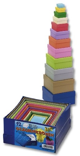 Folia 3109  pudełko prezentowe z kartonu, prostokątne, kolorowe, 12 sztuk w różnych rozmiarach i kolorach 6 2027 102