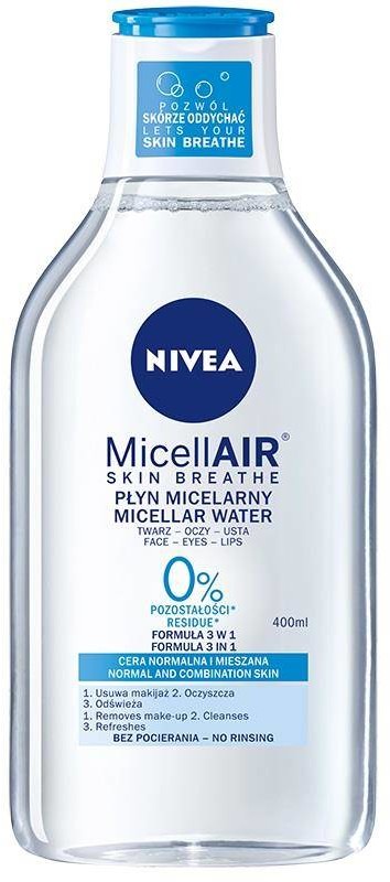 Nivea MicellAir Skin Breathe pielęgnujący płyn micelarny do cery normalnej i mieszanej 400ml 92509-uniw