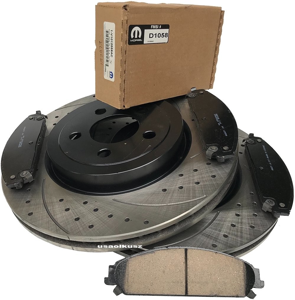 Mopar Klocki przednie WIERCONE NACINANE tarcze hamulcowe 345mm Dodge Charger HTP-CH-026-MIKODA+D1058
