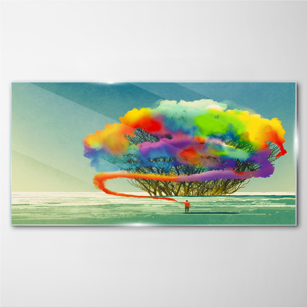 PL Coloray Obraz na Szkle Abstrakcja Drzewo 100x50cm