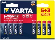 Varta 8x bateria longlife max power LR3/AAA (następca baterii max tech) blister VA124