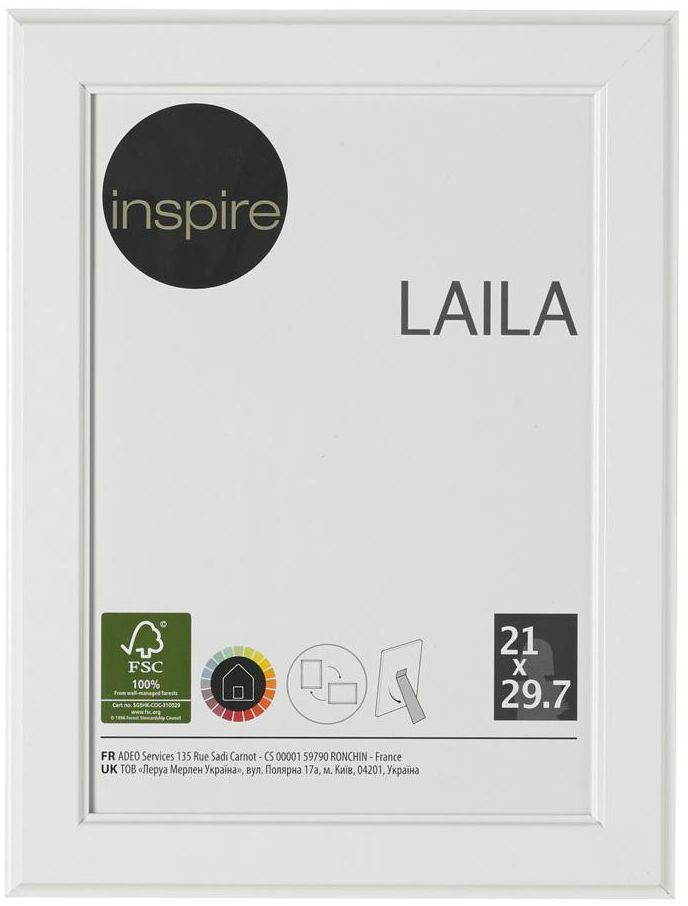 INSPIRE Ramka LAILA 21 x 29.7 cm biała MDF INSPIRE